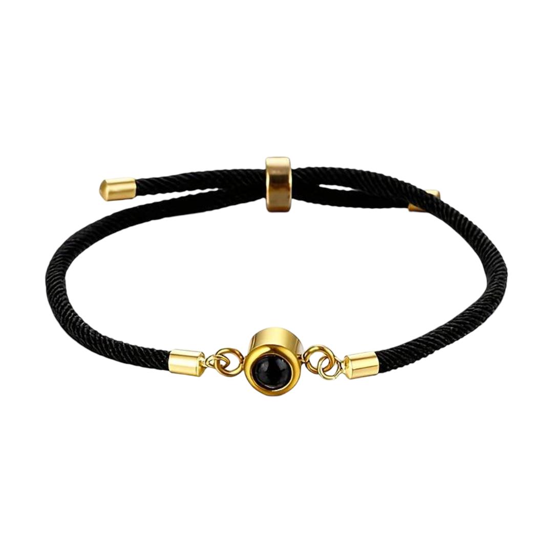 Personalisierbares Kordelarmband mit Fotoprojektion, vergoldet oder versilbert, Modell Lenzou