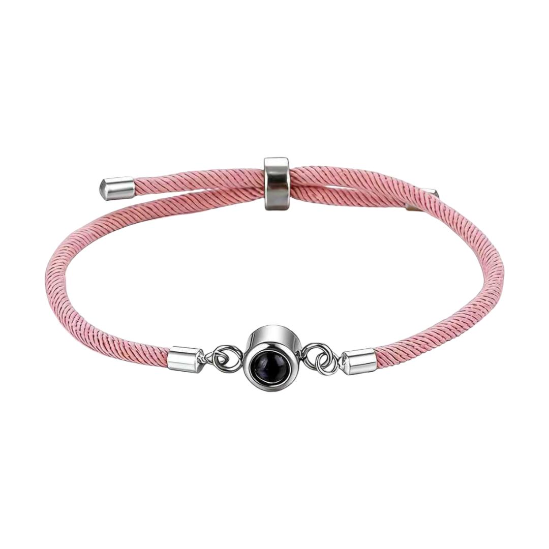 Personalisierbares Kordelarmband mit Fotoprojektion, vergoldet oder versilbert, Modell Lenzou