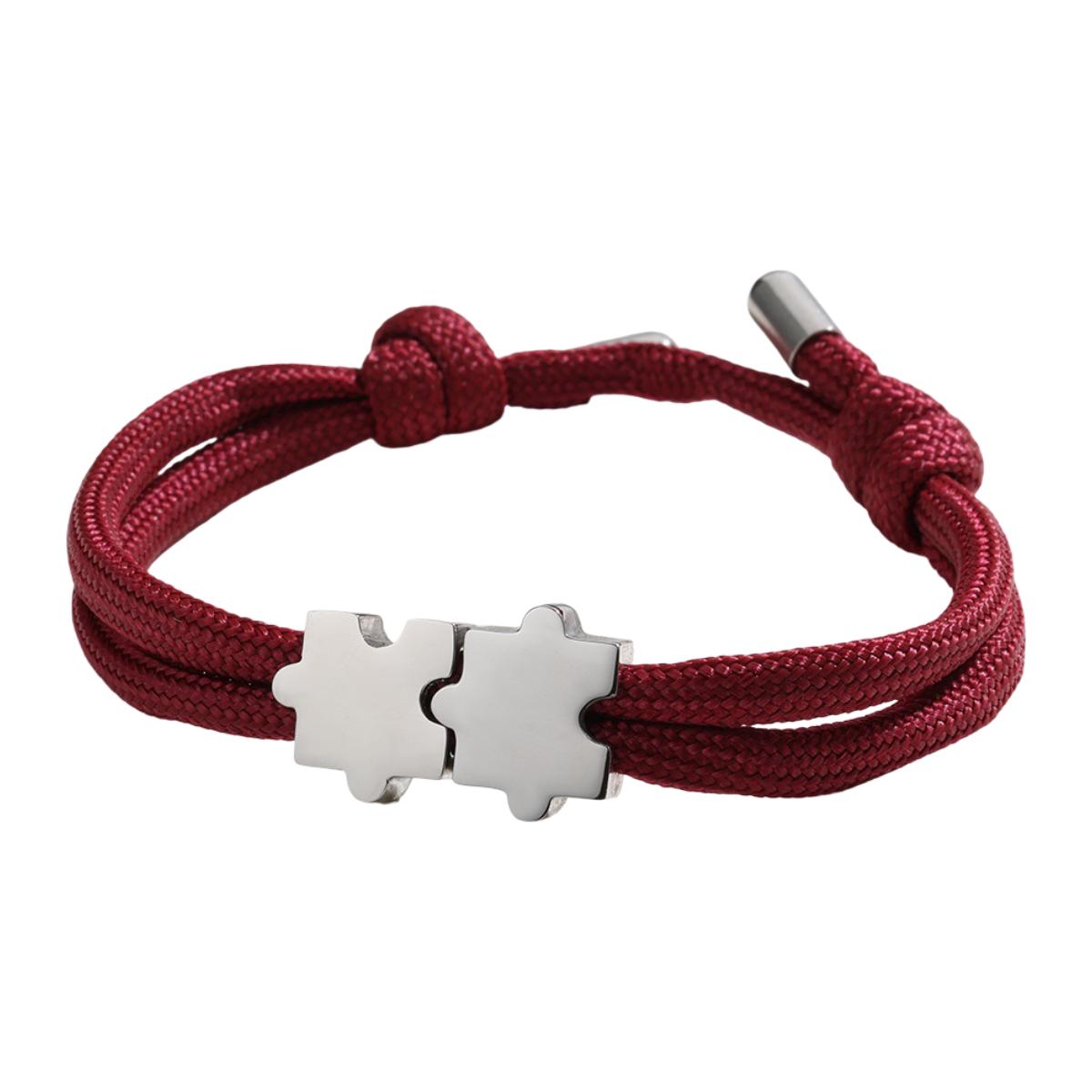 Bracelet paracorde ajustable, pendentif puzzle en acier personnalisable, modèle Pouzie