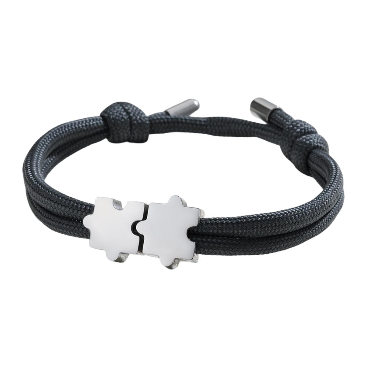 Bracelet paracorde ajustable, pendentif puzzle en acier personnalisable, modèle Pouzie