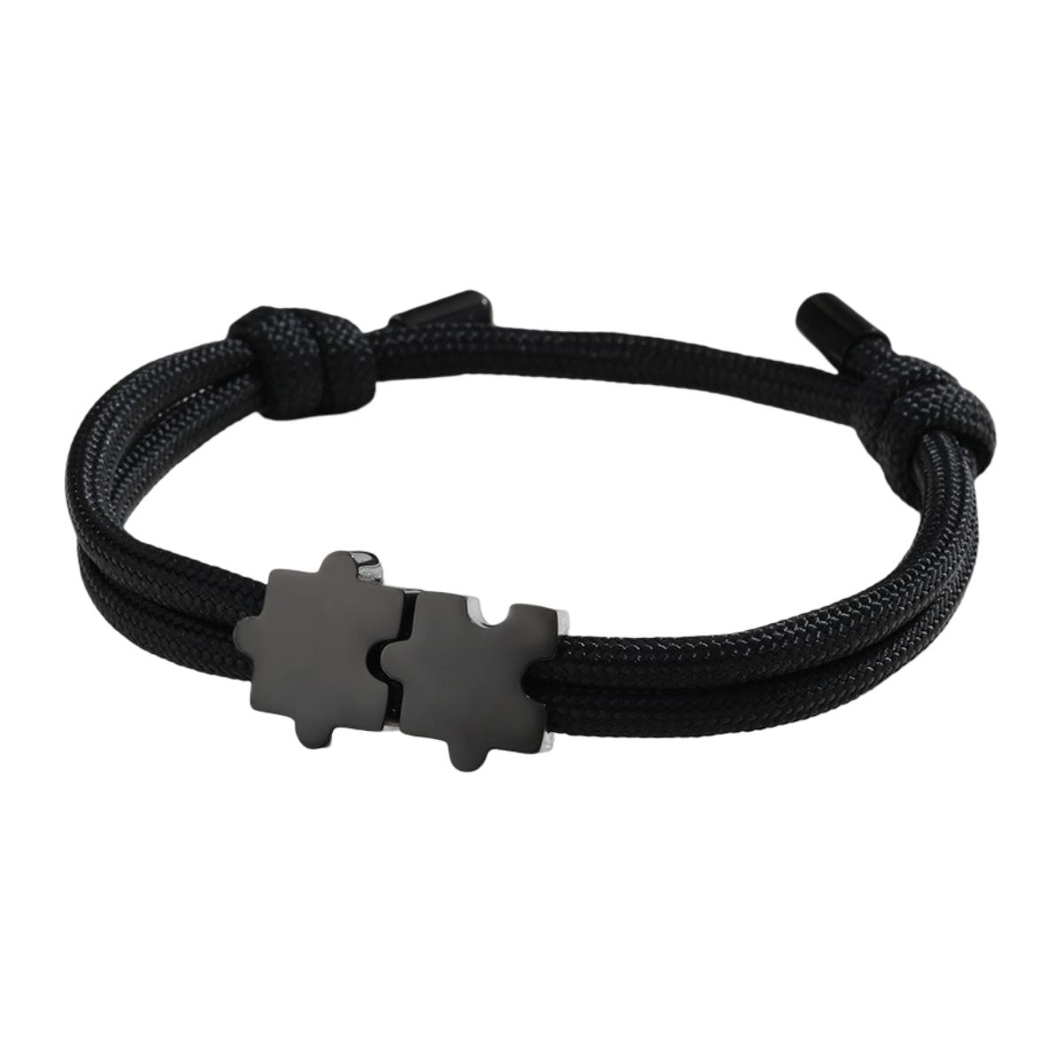 Bracelet paracorde ajustable, pendentif puzzle en acier personnalisable, modèle Pouzie