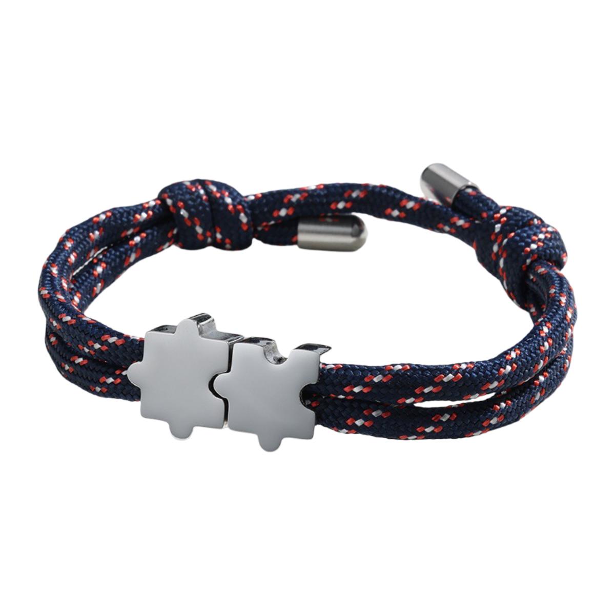 Bracelet paracorde ajustable, pendentif puzzle en acier personnalisable, modèle Pouzie