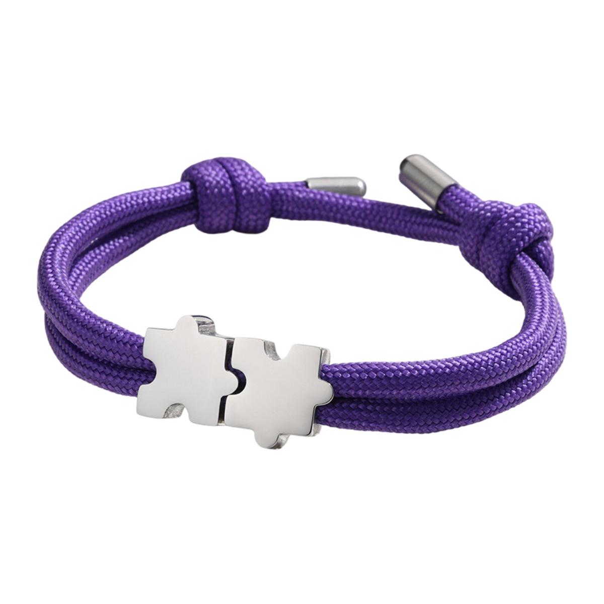 Bracelet paracorde ajustable, pendentif puzzle en acier personnalisable, modèle Pouzie