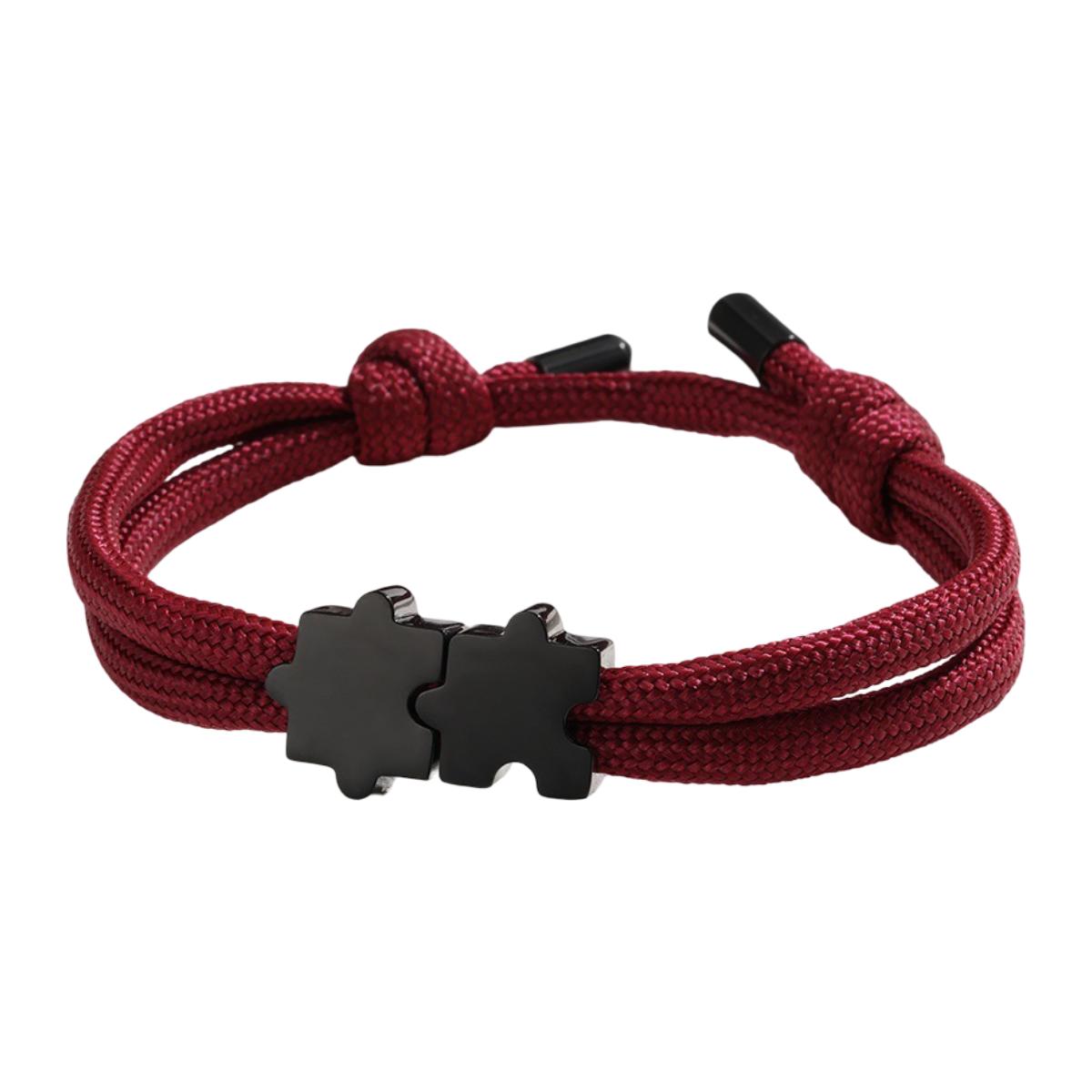 Bracelet paracorde ajustable, pendentif puzzle en acier personnalisable, modèle Pouzie