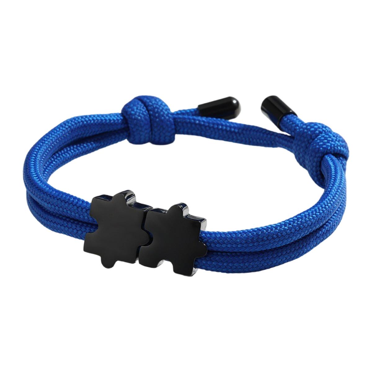 Bracelet paracorde ajustable, pendentif puzzle en acier personnalisable, modèle Pouzie