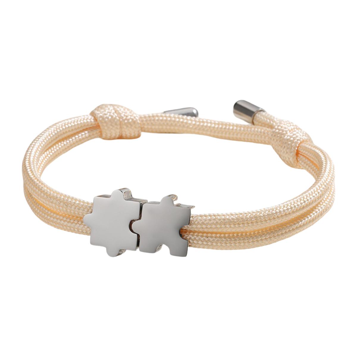 Bracelet paracorde ajustable, pendentif puzzle en acier personnalisable, modèle Pouzie