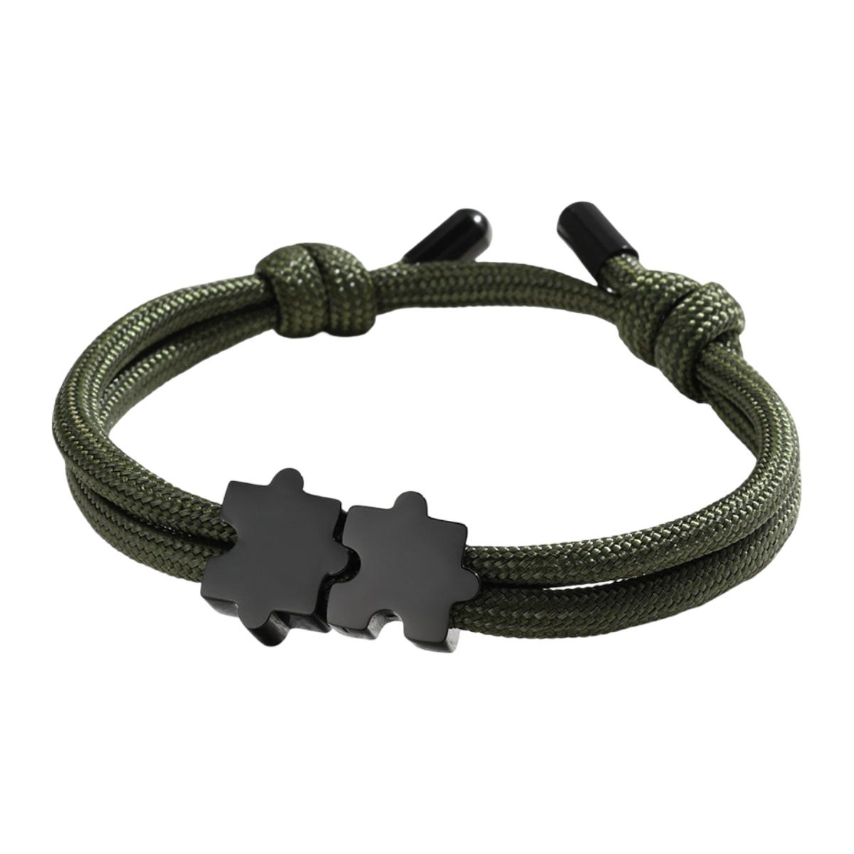 Bracelet paracorde ajustable, pendentif puzzle en acier personnalisable, modèle Pouzie
