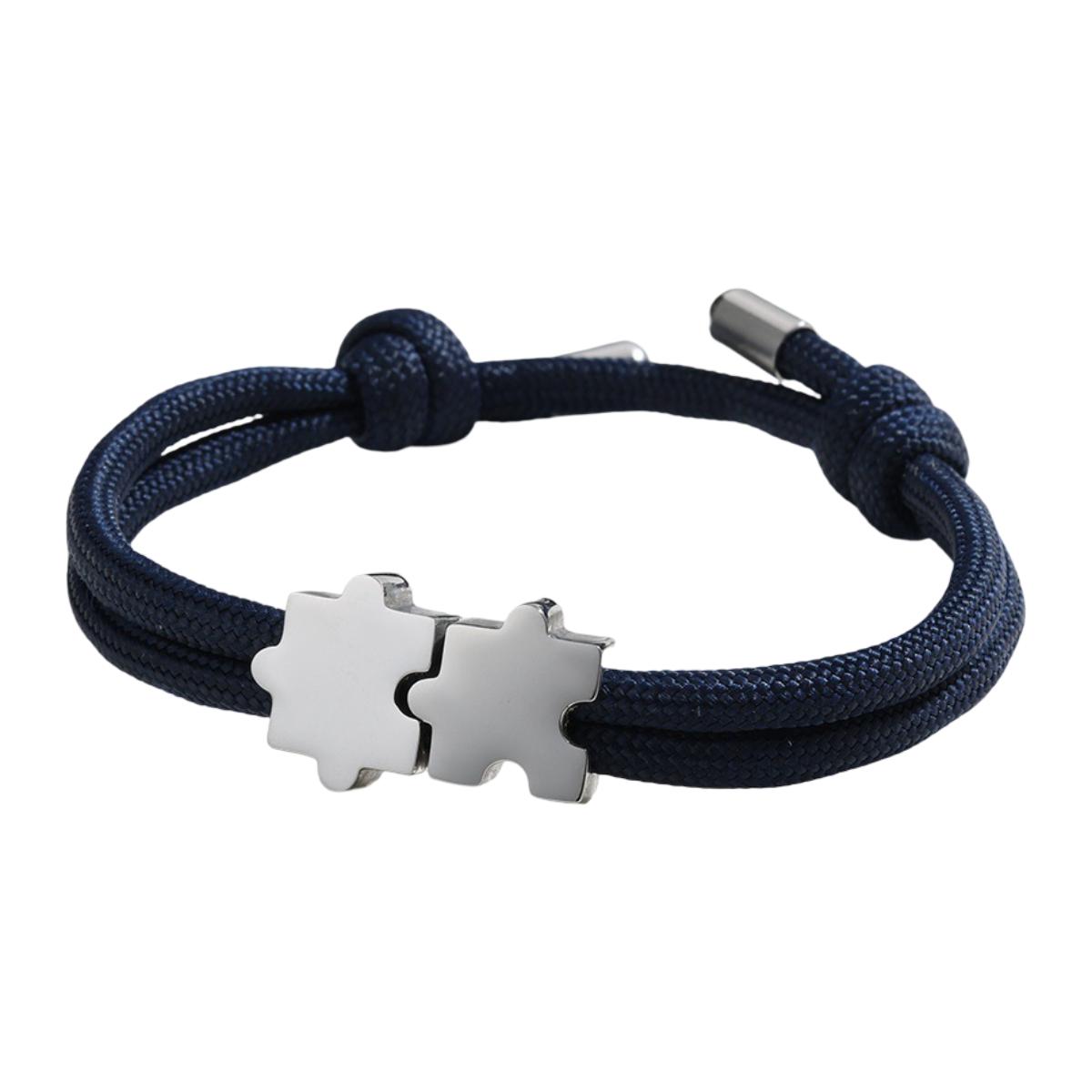 Bracelet paracorde ajustable, pendentif puzzle en acier personnalisable, modèle Pouzie