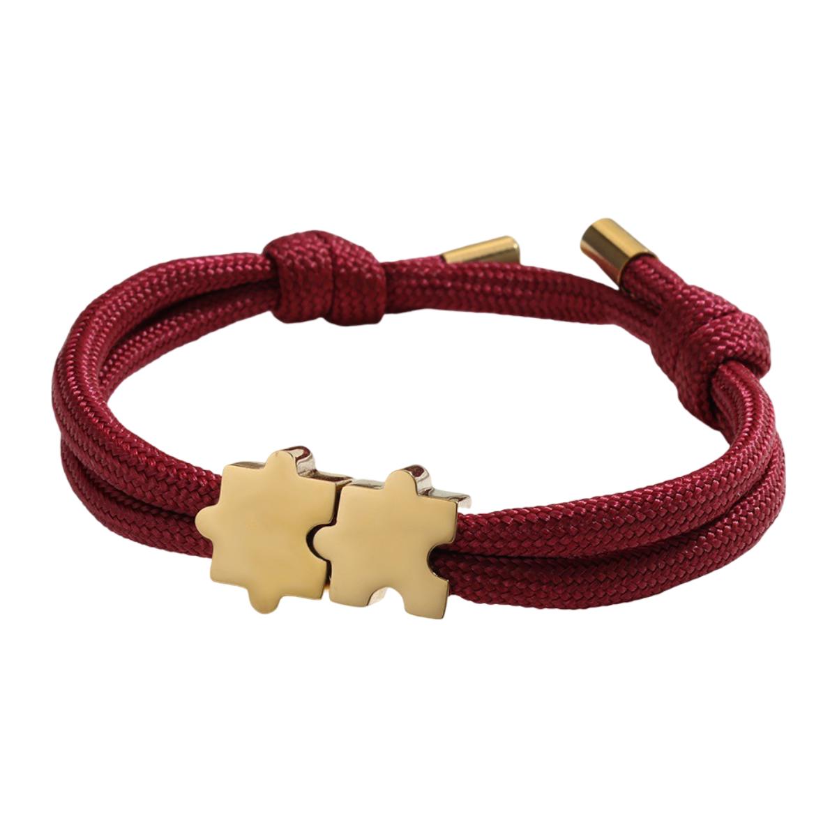 Bracelet paracorde ajustable, pendentif puzzle en acier personnalisable, modèle Pouzie