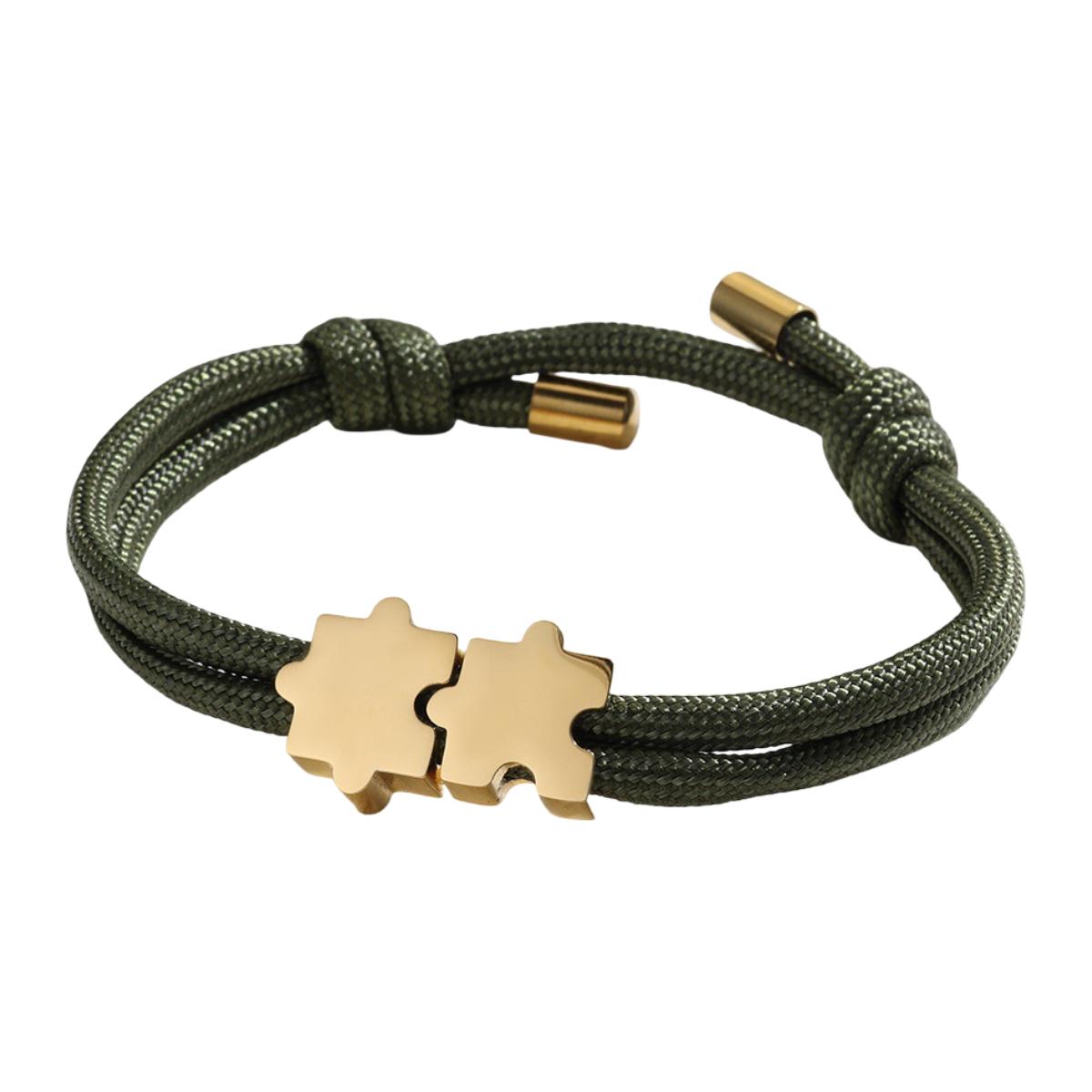 Bracelet paracorde ajustable, pendentif puzzle en acier personnalisable, modèle Pouzie