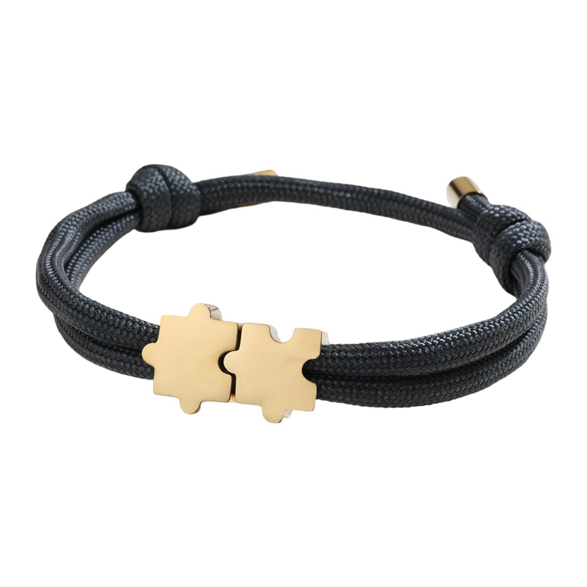 Bracelet paracorde ajustable, pendentif puzzle en acier personnalisable, modèle Pouzie