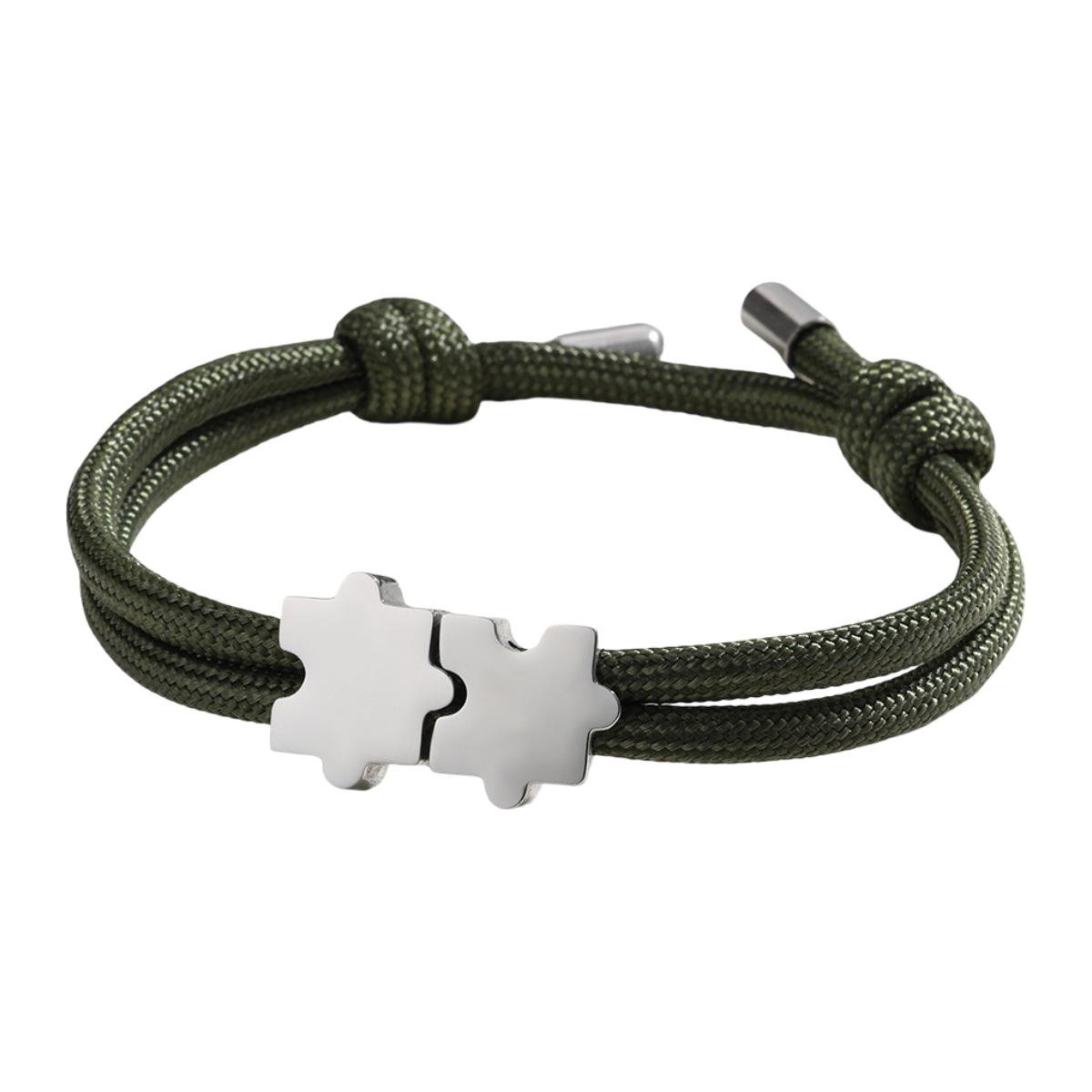 Bracelet paracorde ajustable, pendentif puzzle en acier personnalisable, modèle Pouzie