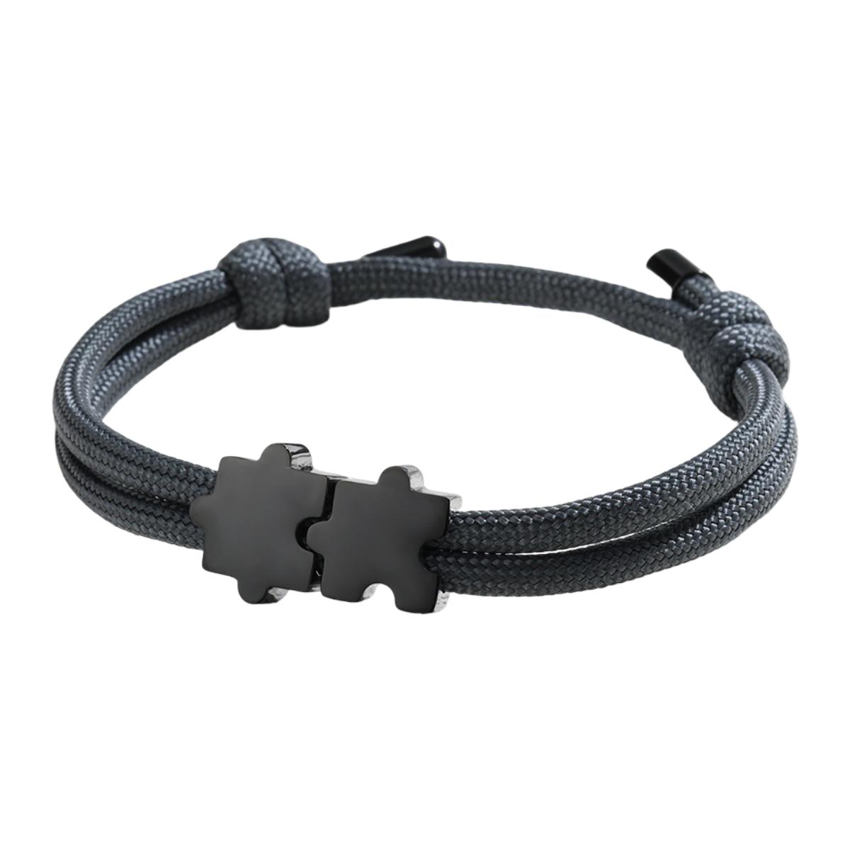 Bracelet paracorde ajustable, pendentif puzzle en acier personnalisable, modèle Pouzie