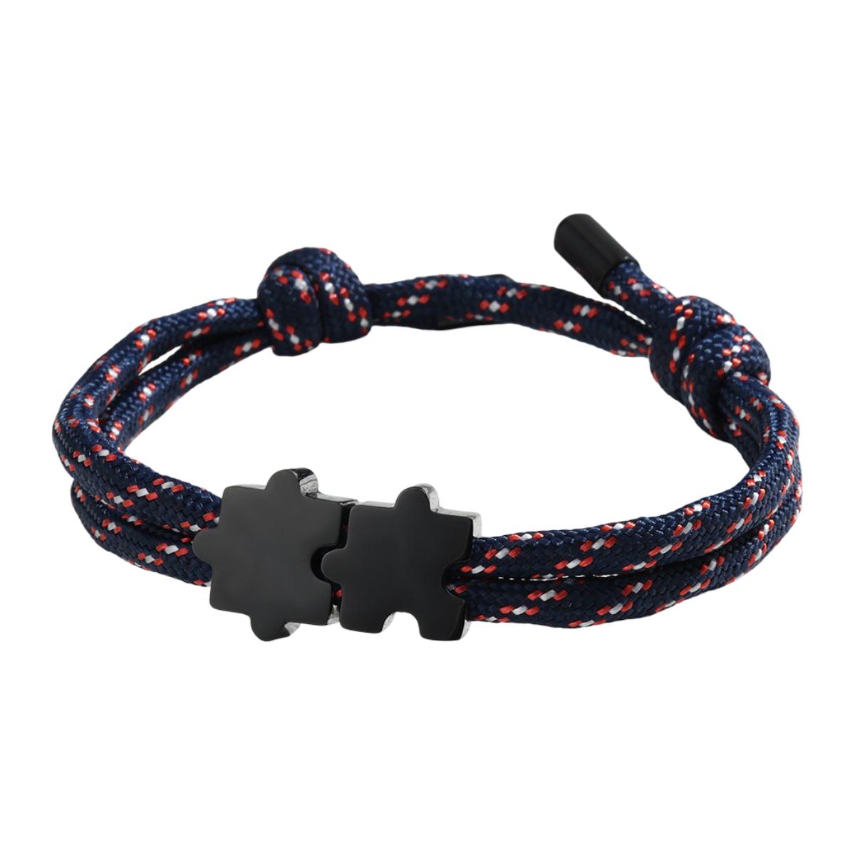 Bracelet paracorde ajustable, pendentif puzzle en acier personnalisable, modèle Pouzie