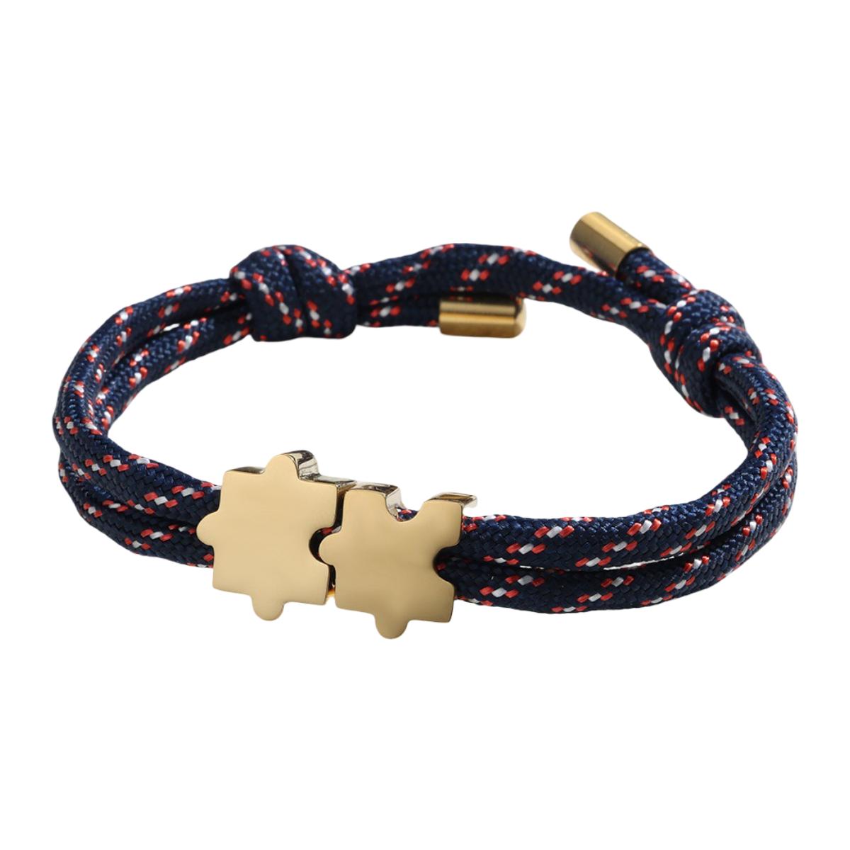 Bracelet paracorde ajustable, pendentif puzzle en acier personnalisable, modèle Pouzie