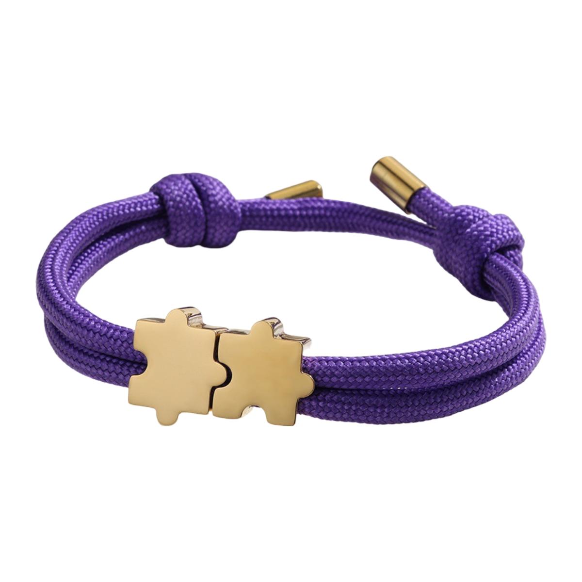 Bracelet paracorde ajustable, pendentif puzzle en acier personnalisable, modèle Pouzie