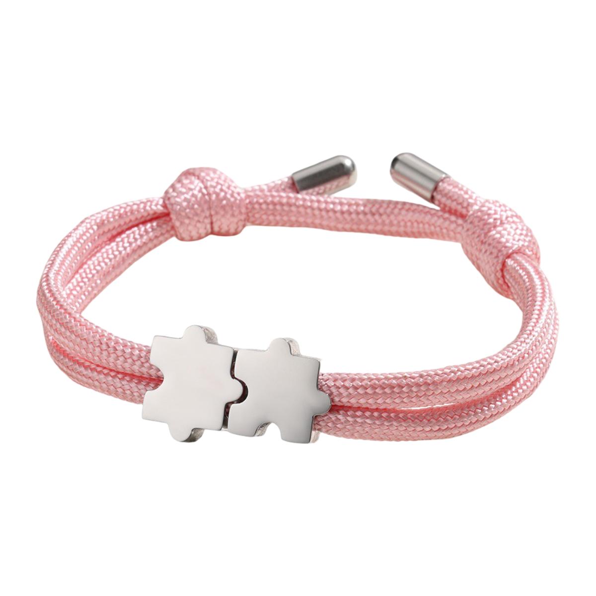 Bracelet paracorde ajustable, pendentif puzzle en acier personnalisable, modèle Pouzie
