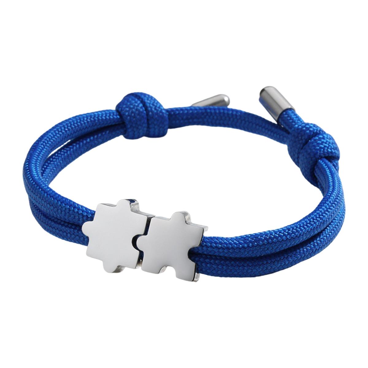 Bracelet paracorde ajustable, pendentif puzzle en acier personnalisable, modèle Pouzie