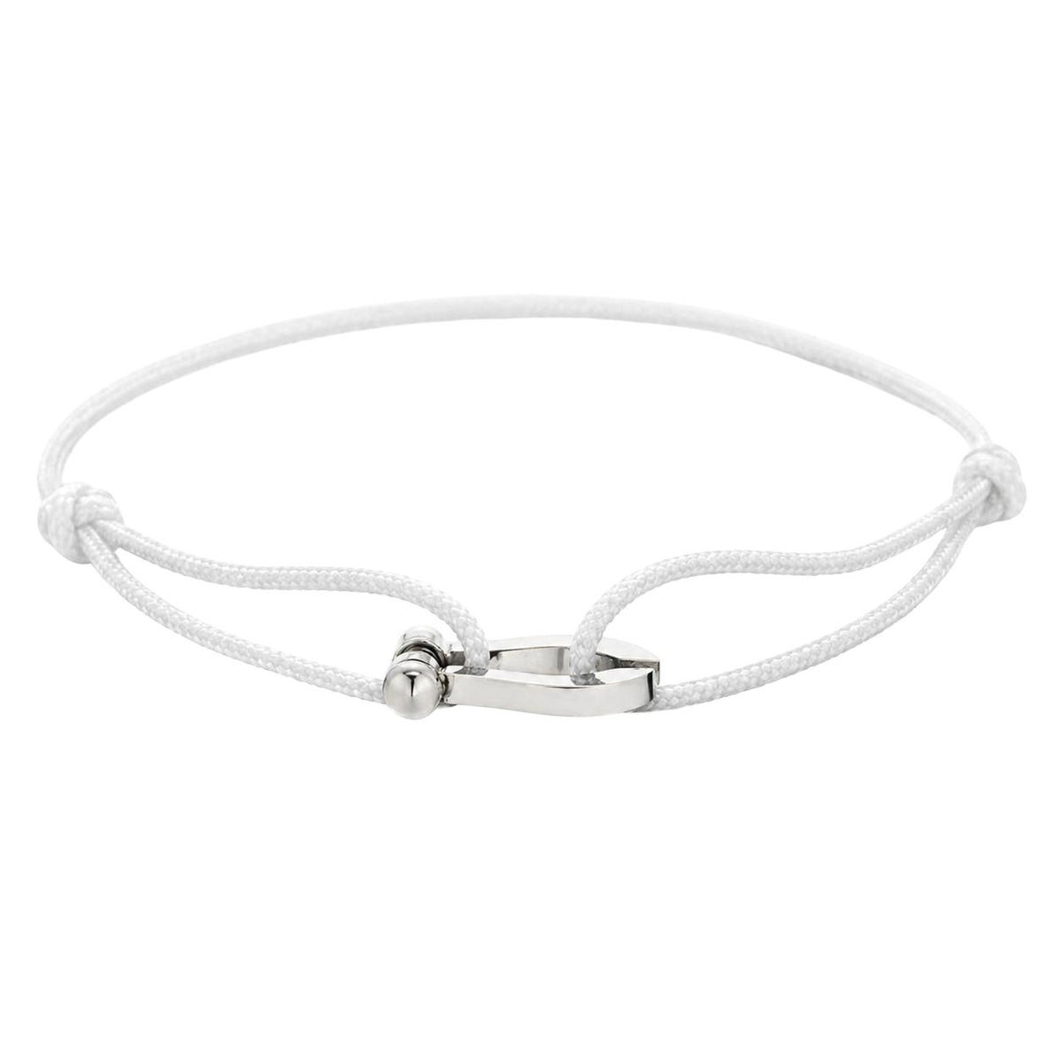 Verstellbares Armband aus Nylonband, Hufeisen-Motiv aus Edelstahl, Modell Ulrich