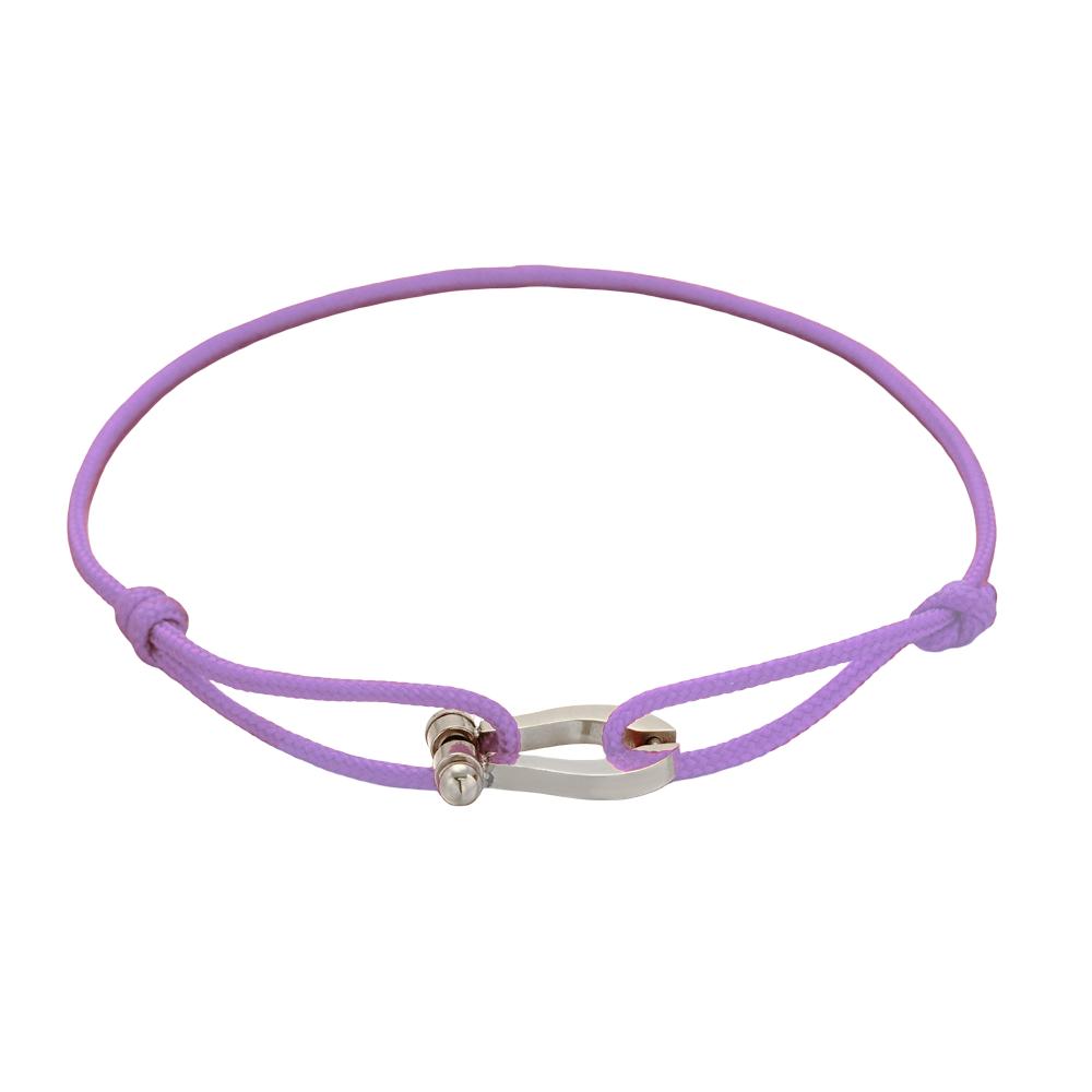 Verstellbares Armband aus Nylonband, Hufeisen-Motiv aus Edelstahl, Modell Ulrich