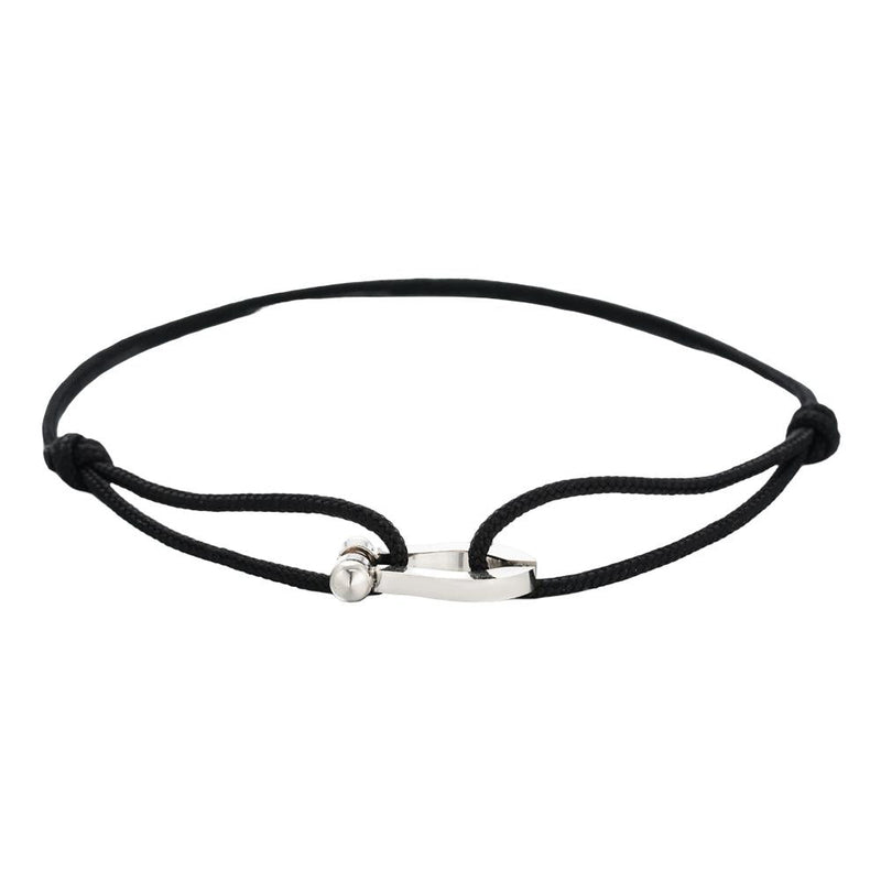 Adjustable Cord Bracelet, Stainless Steel Horseshoe, Minimalist Jewelry, Elegant Wrist Accessory, Perfect Gift, Ulrich Model