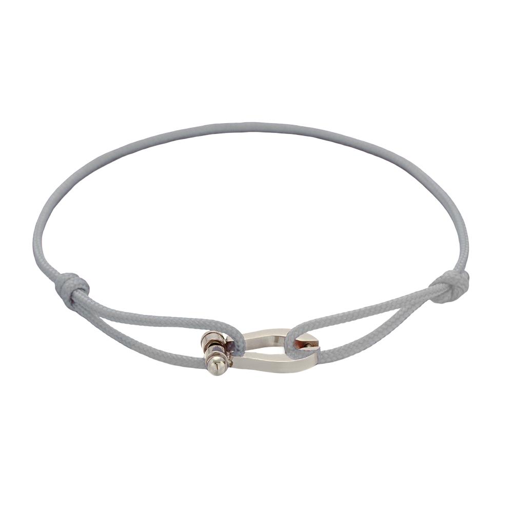 Verstellbares Armband aus Nylonband, Hufeisen-Motiv aus Edelstahl, Modell Ulrich