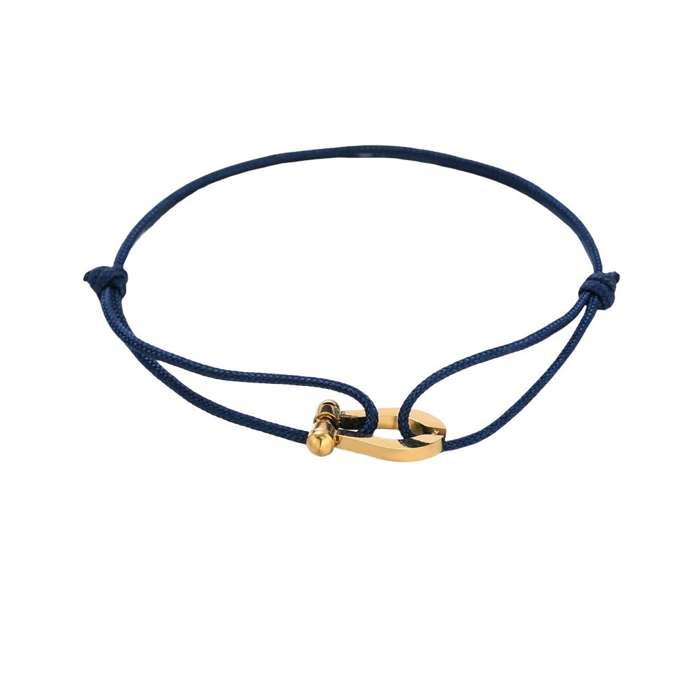 Verstellbares Armband aus Nylonband, Hufeisen-Motiv aus Edelstahl, Modell Ulrich