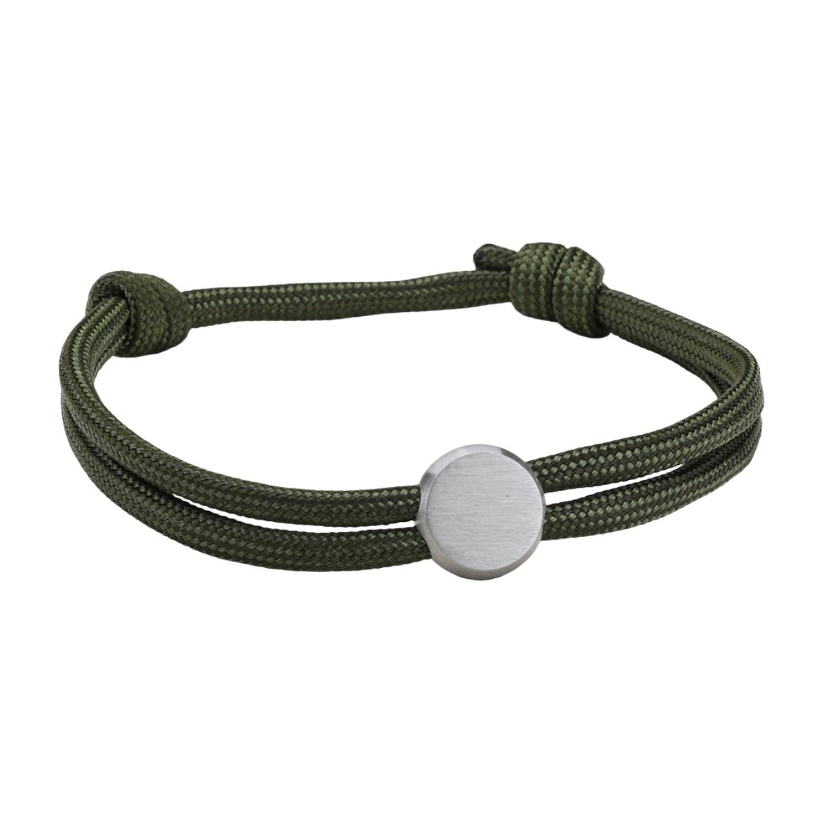 Bracelet Cordon Ajustable, Médaillon Acier Inoxydable, Bijou Personnalisable, Gravure Offerte, Cadeau Unique, modèle Marsin