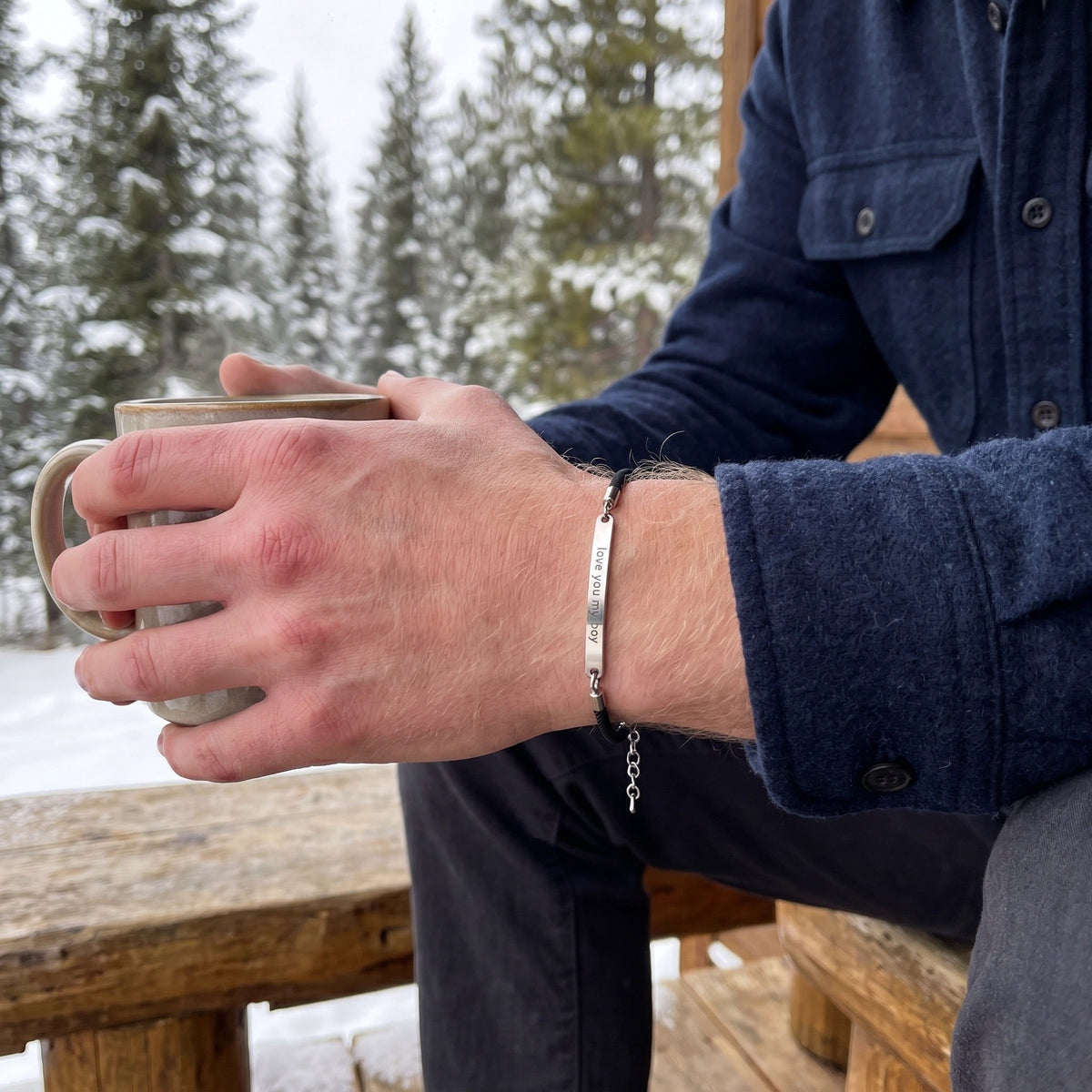 Bracciale con cordoncino intrecciato personalizzabile, targhetta in acciaio inox da incidere, modello Simz