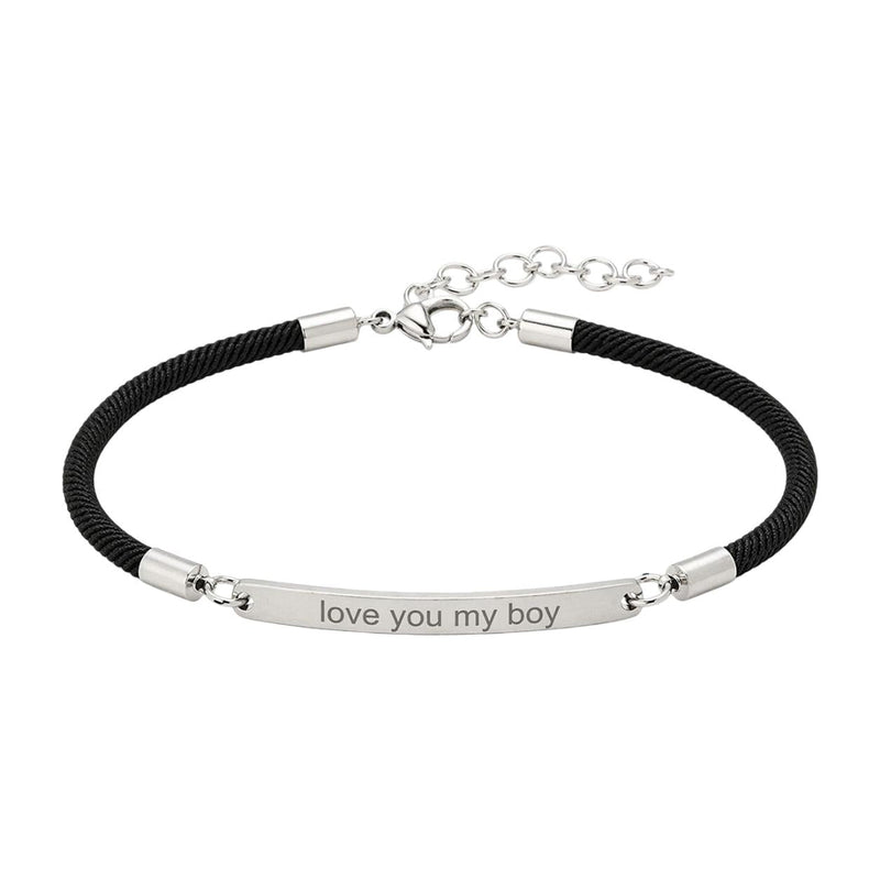 Adjustable cord bracelet, engravable stainless steel plate, personalized jewelry for men and women, unique custom gift, everyday wrist accessory, Simz model