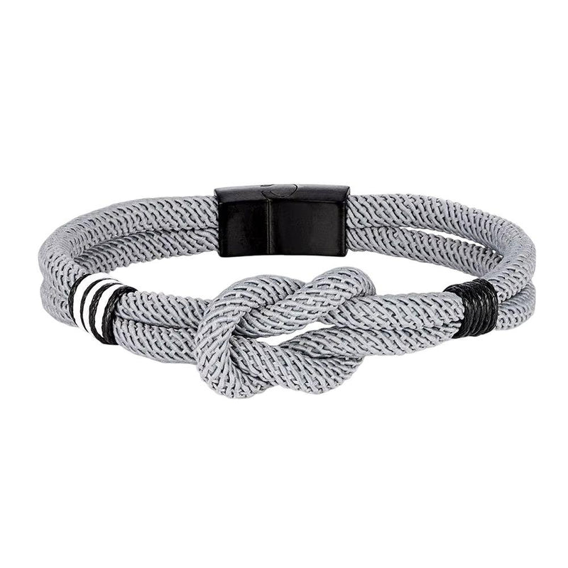 Kordelarmband Bretagne, Seemannsknoten, bretonische Farben, Schwarz und Weiß, Modell Malo