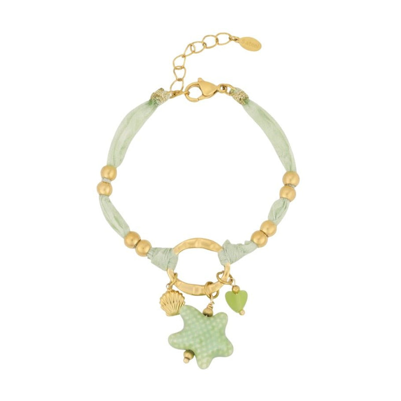 Bracelet cordon d'amour, aux multiples charms dorés, en acier inoxydable, pour femme, modèle Lalama - La Boutique du Bracelet