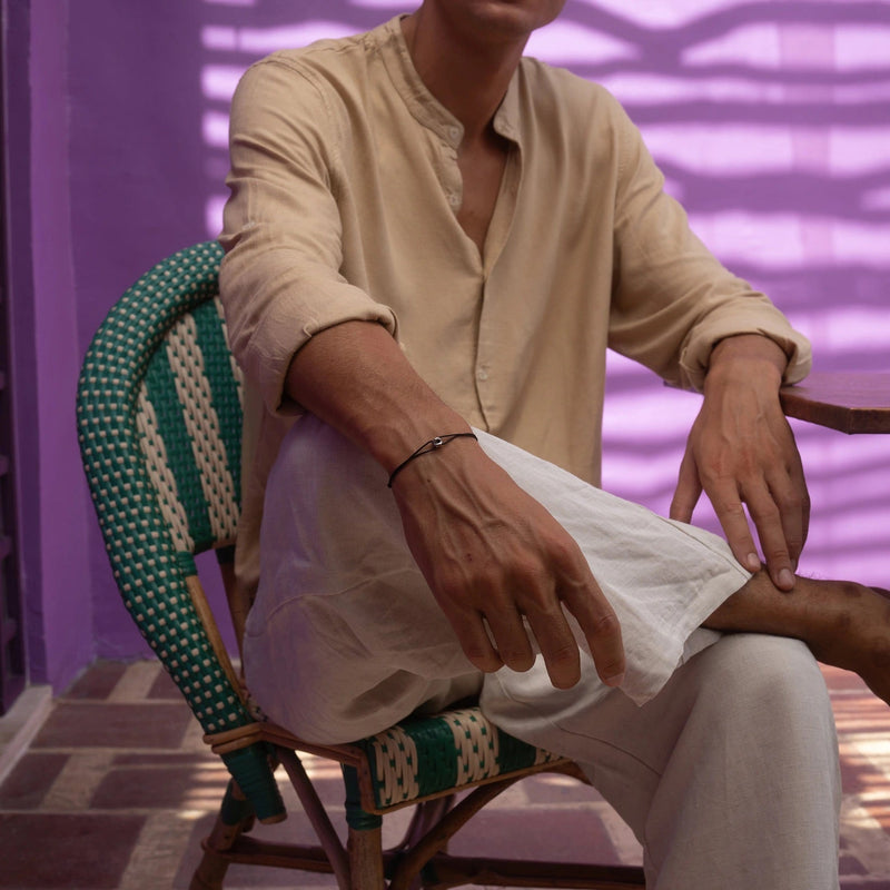 Bracelet cordon double ajustable, symbole rond entrelacé doré, bijou minimaliste élégant pour homme et femme, modèle Sunny