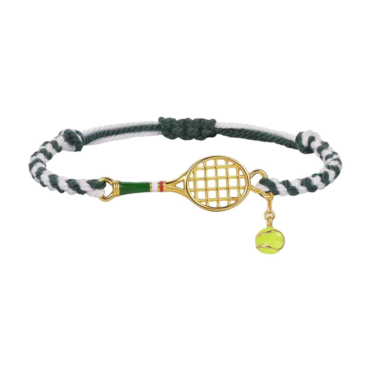 Bracciale con cordino, effigie tennis, sport, acciaio inossidabile, modello Roland