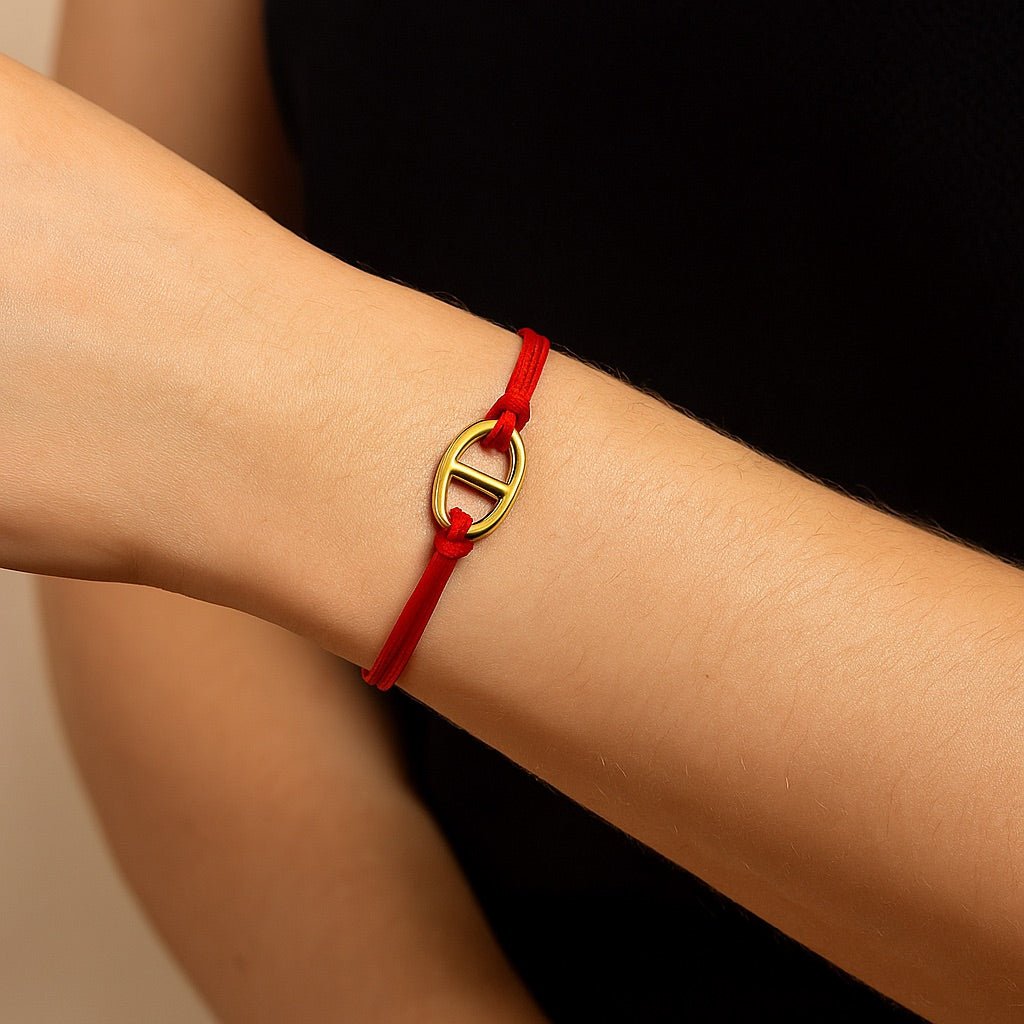 Bracelet cordon minimaliste, double D en acier inoxydable, modèle Wilna - La Boutique du Bracelet