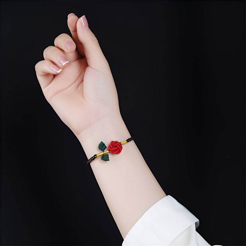 Pulsera de cordón, motivo rosa eterna, para mujer, modelo Sania