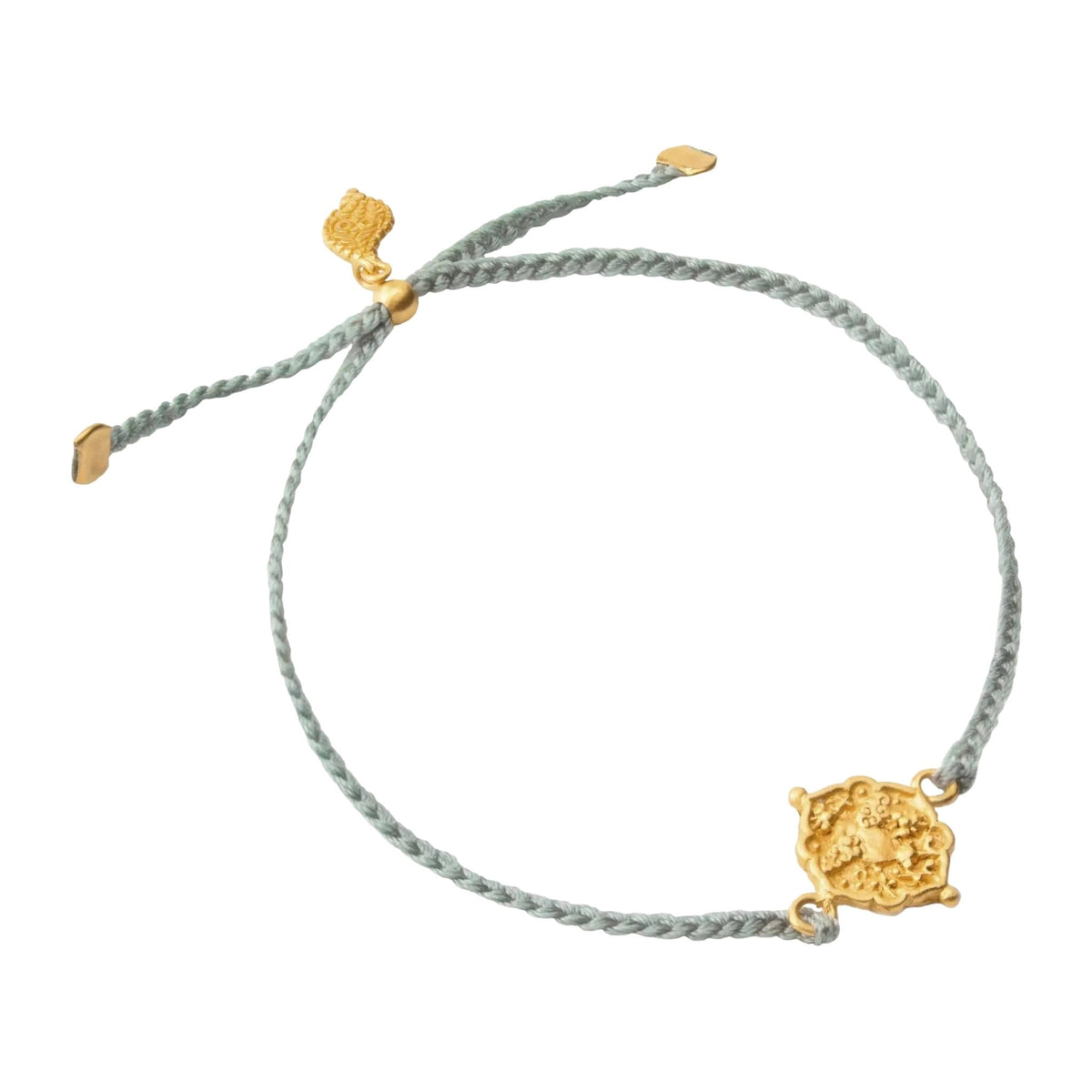 Bracelet cordon nylon tressé gris, pendentif médaillon doré "I am enough" gravé, ajustable, cadeau femme symbolique, modèle Youda