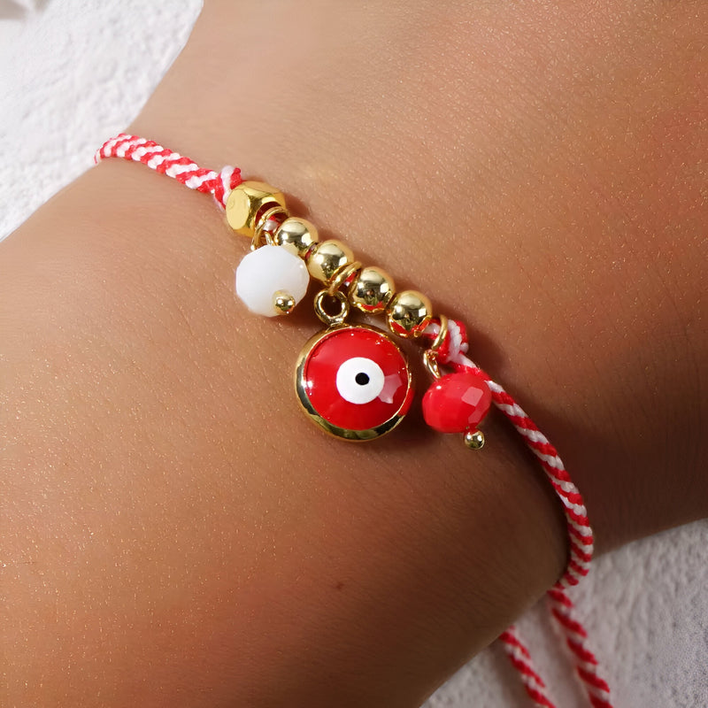Pulsera de cordón, ojo de dzi rojo, para mujer, modelo Aralyne