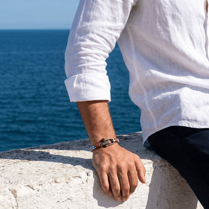 Bracelet cordon personnalisé, à mousqueton ancien, pour homme, modèle Santiago