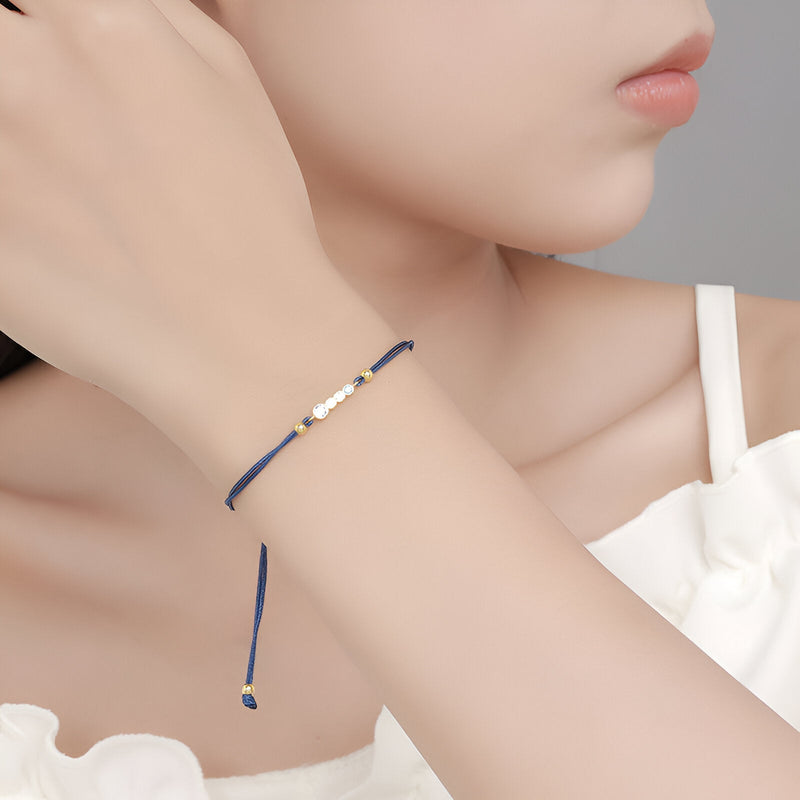 Pulsera de cordón para mujer, en plata de ley y circonitas de colores, modelo Melodía