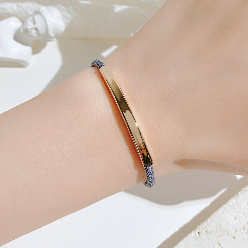 Bracciale con cordoncino per donna, stile gourmette, in acciaio inox, modello Lydie