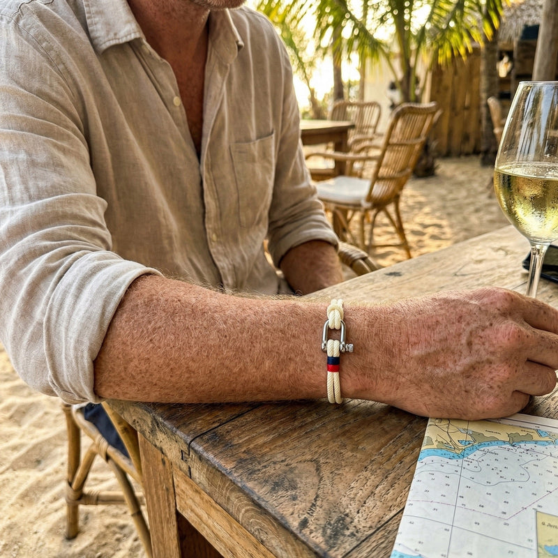 Pulseira de cordão para homem, manilha em aço inoxidável, modelo Lauriano