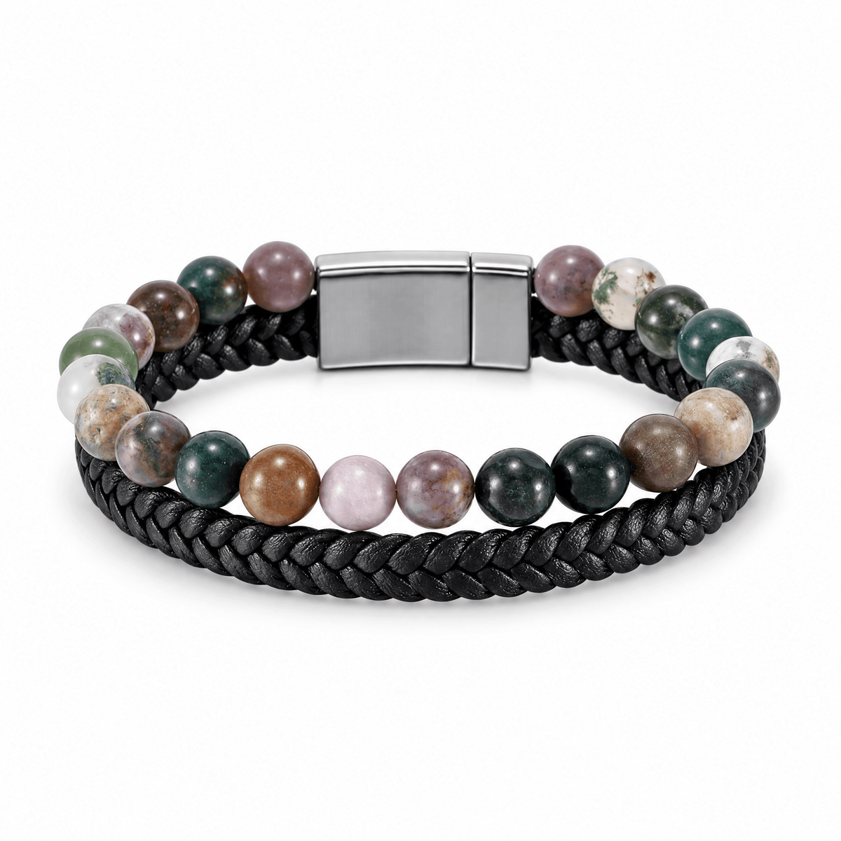 Packshot studio bracelet Ancourt Agate indienne, vue de face sur fond blanc.