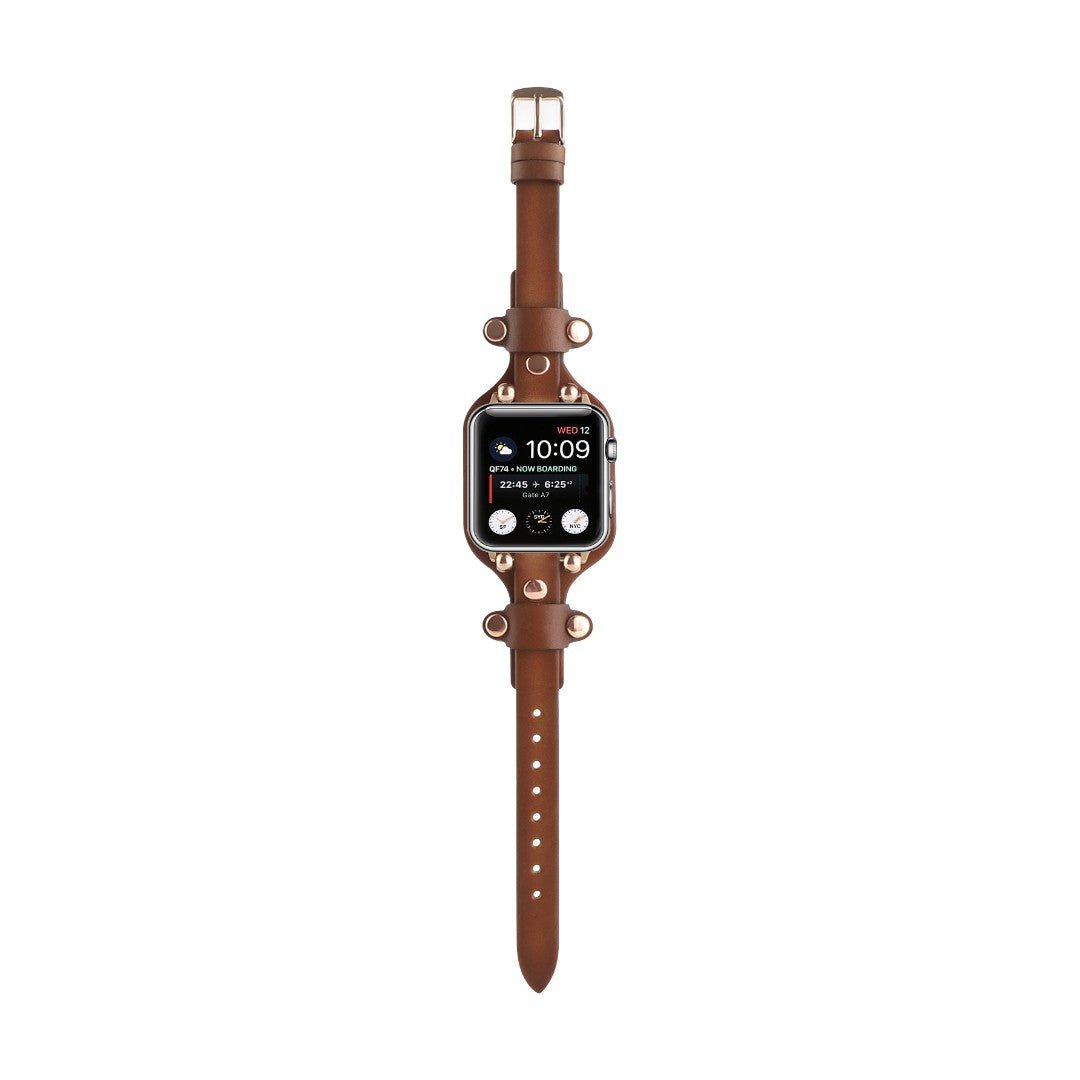 Pulseira tipo algema para Apple Watch com rebites, fivela de espigão, design moderno, modelo Riveira