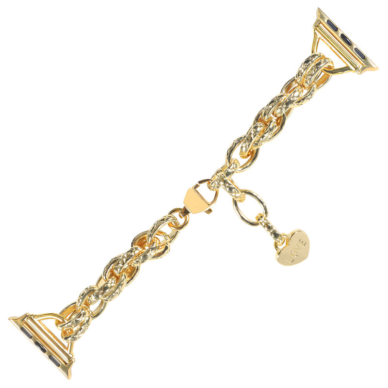 Bracelet chaîne dorée avec pendentif cœur pour Apple Watch modèle Donatia.