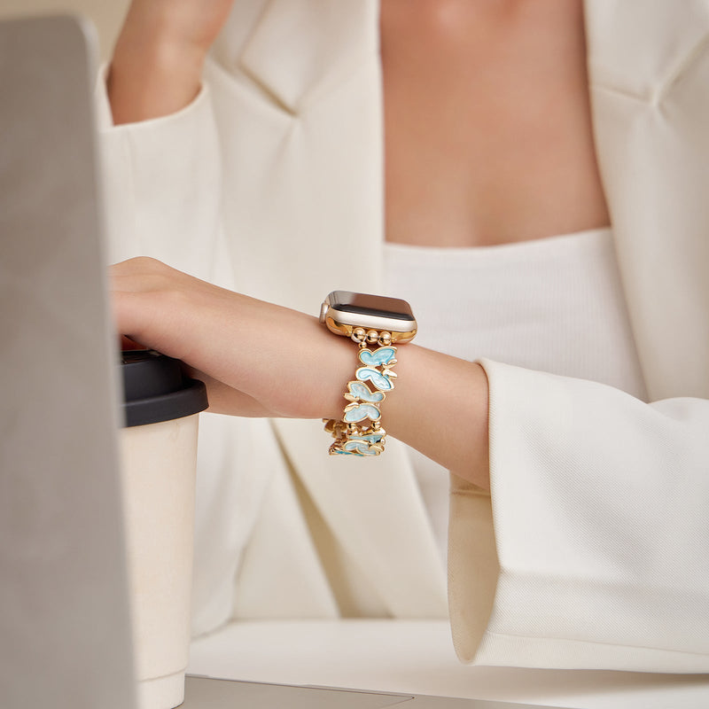 Pulsera para Apple Watch, con diseño de mariposas, para mujer, modelo Florencia