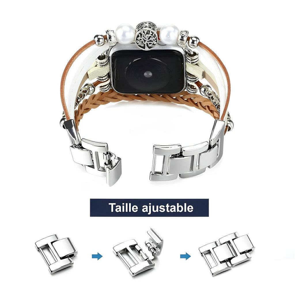 Bracelet de montre connectée, Apple Watch, arbre de vie, pour femme, modèle Ténecia - La Boutique du Bracelet