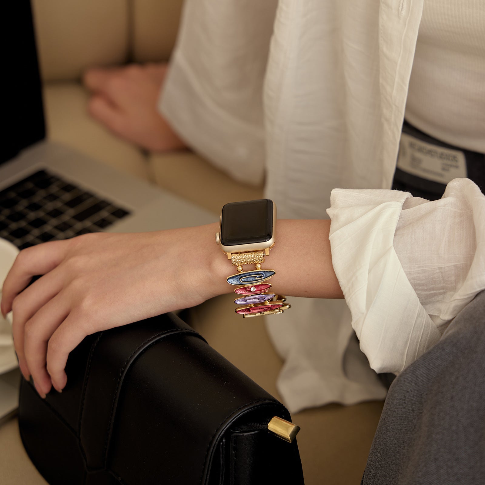Bracelet de montre connectée, Apple Watch, au look coloré, pour femme, modèle Marisol - La Boutique du Bracelet