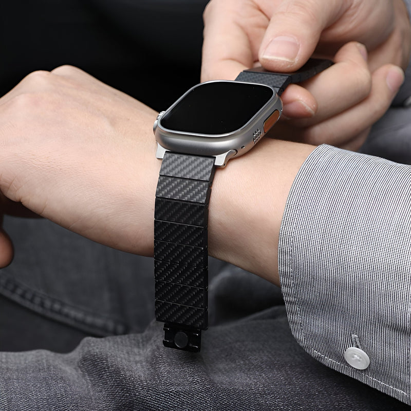 Pulsera para Apple Watch de fibra de carbono para hombre, modelo Nox