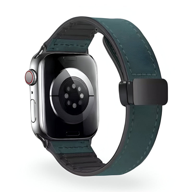 Bracelet Apple Watch en microfibre bleu foncé pour cadran de 38 à 42 mm avec fermoir noir mat.